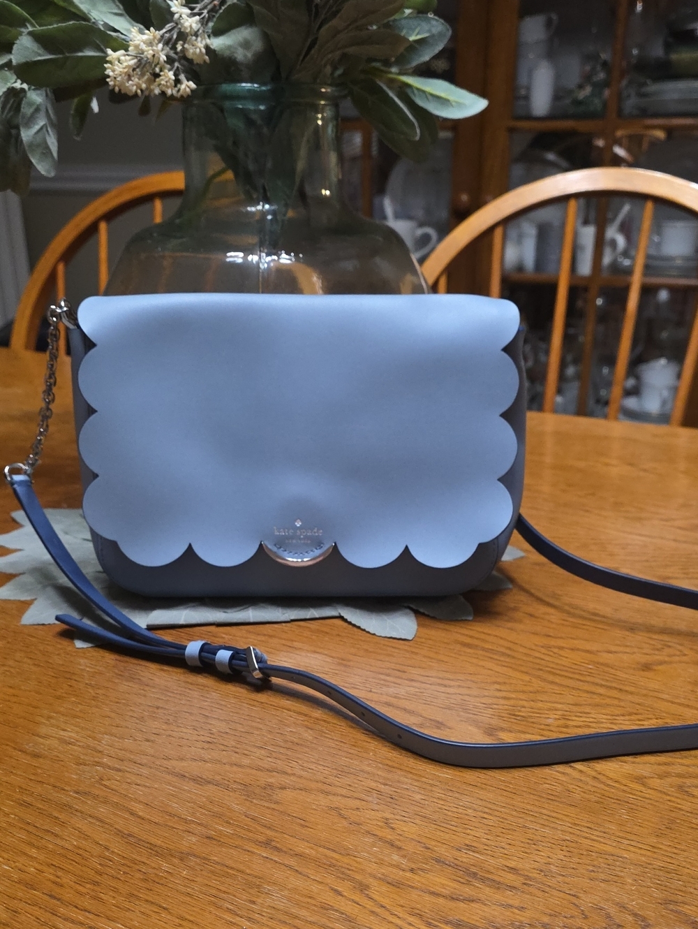 kate spade scallop flap bag in light blue